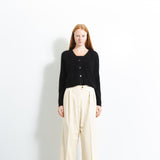 Brushed Sleeveless Top and Cardigan Set_Black