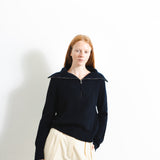 Ribbed Half Zip Pullover_Dark Navy