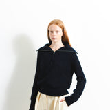Ribbed Half Zip Pullover_Dark Navy