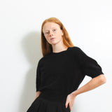 Brushed Puff Shortsleeve Top_Black