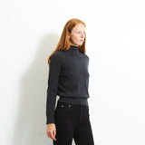 Simple High Neck Sweater_Graphite