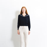 Sailor Collar Top with Color Point_Dark Navy