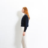 Sailor Collar Top with Color Point_Dark Navy