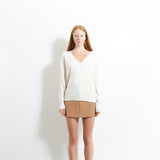 Oversized V-neck Sweater_Ivory