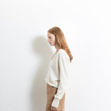 Oversized V-neck Sweater_Ivory
