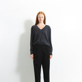 Oversized V-neck Sweater_Graphite