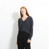 Oversized V-neck Sweater_Graphite