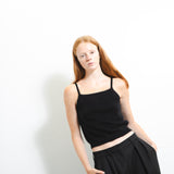 Brushed Sleeveless Top and Cardigan Set_Black