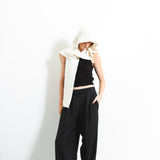 RIBBED HOODED SCARF_Ivory
