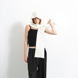 RIBBED HOODED SCARF_Ivory