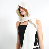 RIBBED HOODED SCARF_Ivory