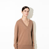 Oversized V-neck Sweater_Camel
