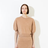 Brushed Cashmere Mini Skirt_Camel