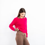 Cashmere Brushed Long Sleeve Sweater_Hot Pink