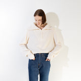 Ribbed Half Zip Pullover_Ivory