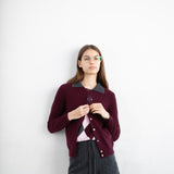 Cashmere Classic Crew Neck Cardigan_Burgundy