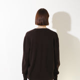 Oversized V-neck Sweater_Brown