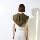 RIBBED HOODED SCARF_Khaki Green