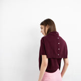 Cashmere Classic Crew Neck Cardigan_Burgundy