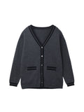 Button Long Cardigan_Graphite
