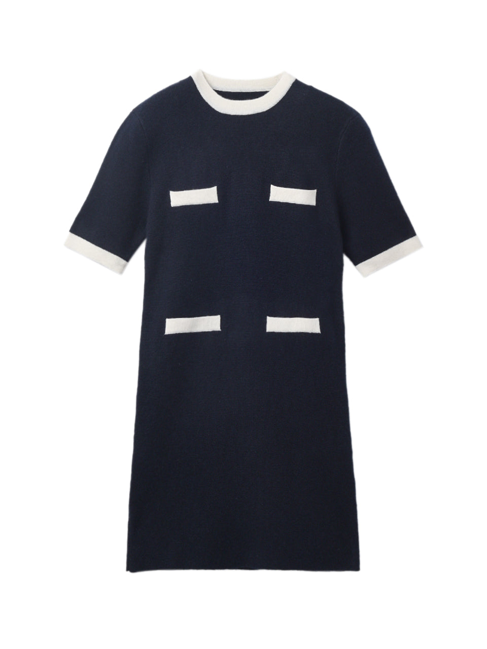 Color Block Shortsleeve Dress_Dark Navy