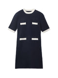 Color Block Shortsleeve Dress_Dark Navy