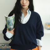 [MJ Collection]Deep U Neck Sweater