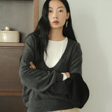 [MJ Collection]Deep U Neck Sweater