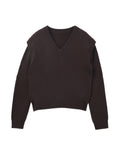 [Cafe Leandra] Detachable Sleeve Top_Brown