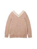 Double V Neck Sweater_Camel