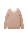 Double V Neck Sweater_Camel