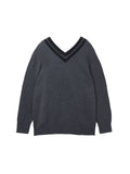 Double V Neck Sweater_Graphite