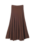 [Cafe Leandra] Flared Rib Skirt_Dry Lotus