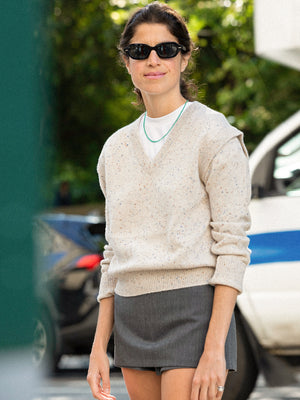 [Cafe Leandra] Detachable Sleeve Top_Seashell