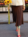 [Cafe Leandra] Flared Rib Skirt_Dry Lotus