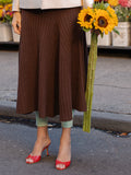 [Cafe Leandra] Flared Rib Skirt_Dry Lotus
