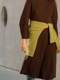 [Cafe Leandra] Volume Sleeve A Line Dress_Brown