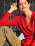 [Cafe Leandra] Wrap Cardigan_Lipstick Red