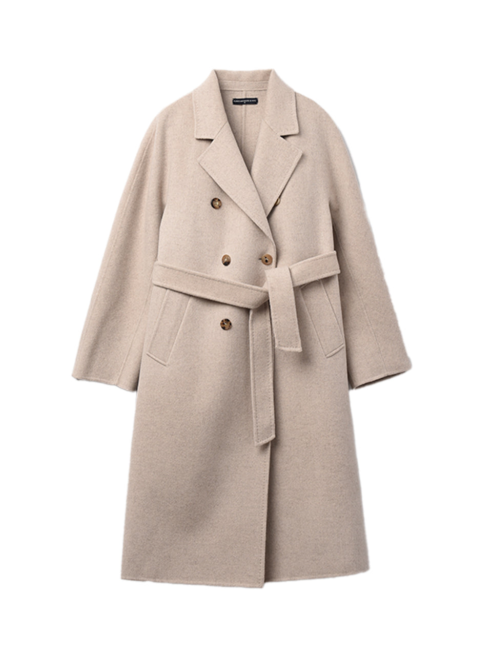 Cashmere Handmade Belted Double Coat_Oatmeal Pure Cashmere NYC