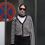 26FW Isis Striped V-neck Cardigan - Pure Cashmere NYC