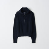 Ribbed Half Zip Pullover_Dark Navy