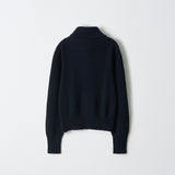Ribbed Half Zip Pullover_Dark Navy