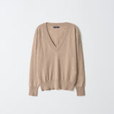 Oversized V-neck Sweater_Camel