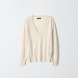 Oversized V-neck Sweater_Ivory