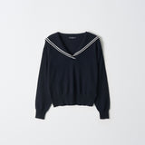 Sailor Collar Top with Color Point_Dark Navy