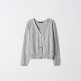 Brushed Sleeveless Top and Cardigan Set_Grey Pearl