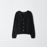 Brushed Sleeveless Top and Cardigan Set_Black