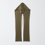 RIBBED HOODED SCARF_Khaki Green