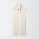 RIBBED HOODED SCARF_Ivory