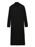 Rib Turtleneck Maxi Dress_Black
